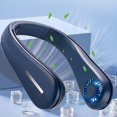 thumbnail image 1 of ZHAOCHENG (Azul oscuro)Ventilador de cuello portátil, ventilador personal recargable sin aspas, ventilador de cuello colgante con luz LED, 3 velocidades, flujo de aire de 360°, 1 of 4