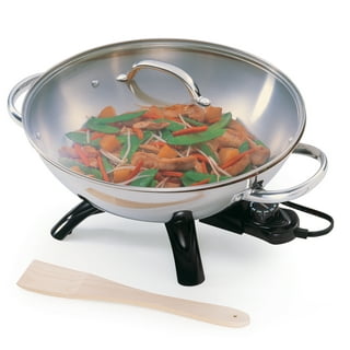 Ovente 13 inch Electric Wok, Nonstick Coating Skillet, Tempered Glass Lid, Copper Sk3113co
