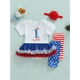 thumbnail image 2 of Genuiskids My First 4th of July Baby Girl Outfit Tulle Tutu Dress Romper+Star and Stripe Leg Warmer+Headband 3Pcs Newborn Clothes 0-18M, 2 of 9