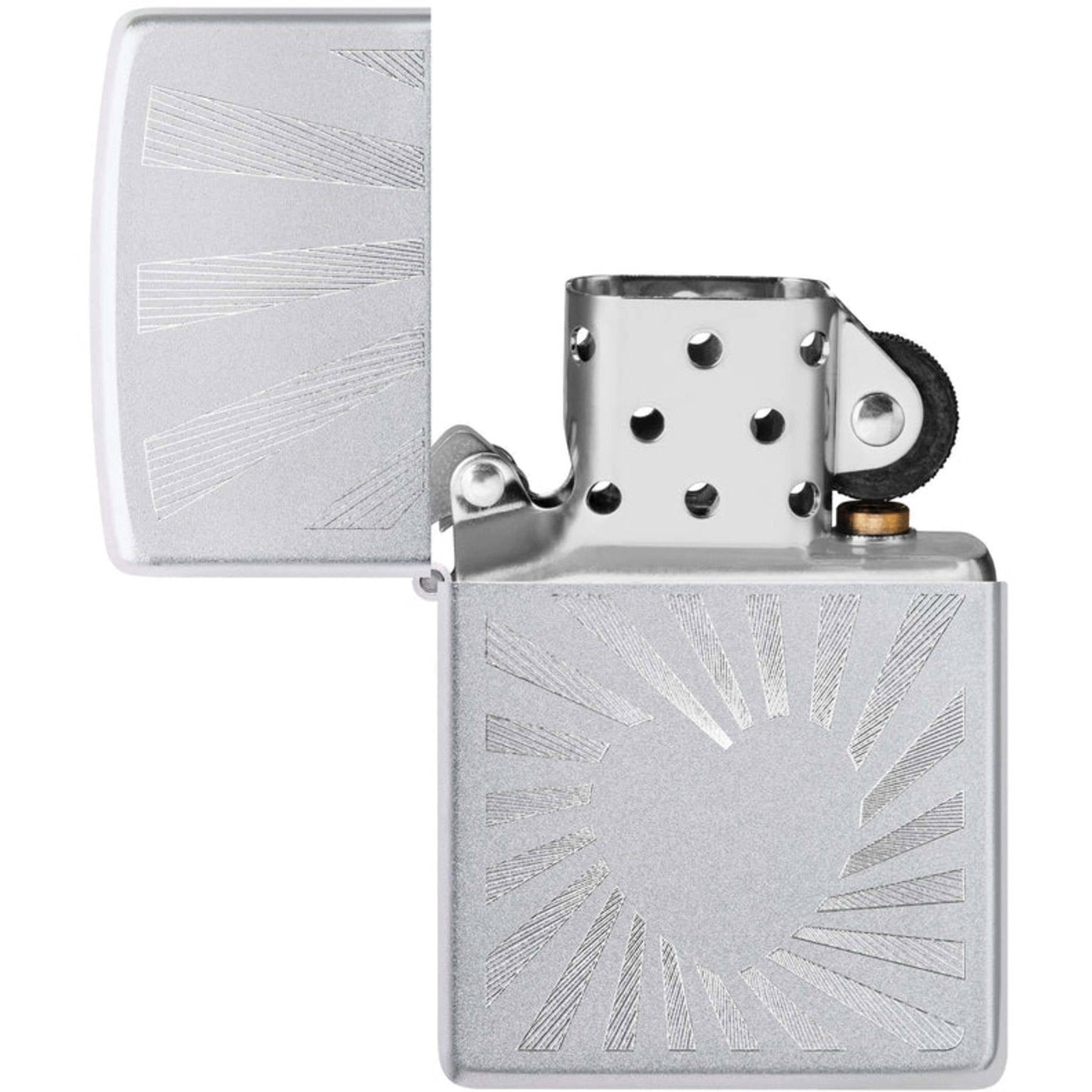 Zippo 46480 Love Radiates Design Satin Chrome Metal Pocket Lighter