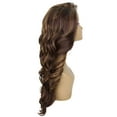 thumbnail image 2 of LUXLUXE Asana Wavy 26 Inch 7x4 Women's Lace Front Wig, Heat Resistant Fiber,  Brown with Golden ), 2 of 7
