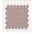 thumbnail image 3 of Brown and White Shower Curtain, Javanese Ethnic Batik Ornament Old Fashioned Cultural Vintage Tile, Fabric Bathroom Set with Hooks, 69W X 75L Inches Long, Brown and White, by Ambesonne, 3 of 3