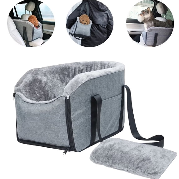 Eurhowing Portable Dog Car Seat, Center Console Pet Booster Seat for Small Dogs Up to 15lbs, Puppy Travel Carrier with Safety Belt & Cushion