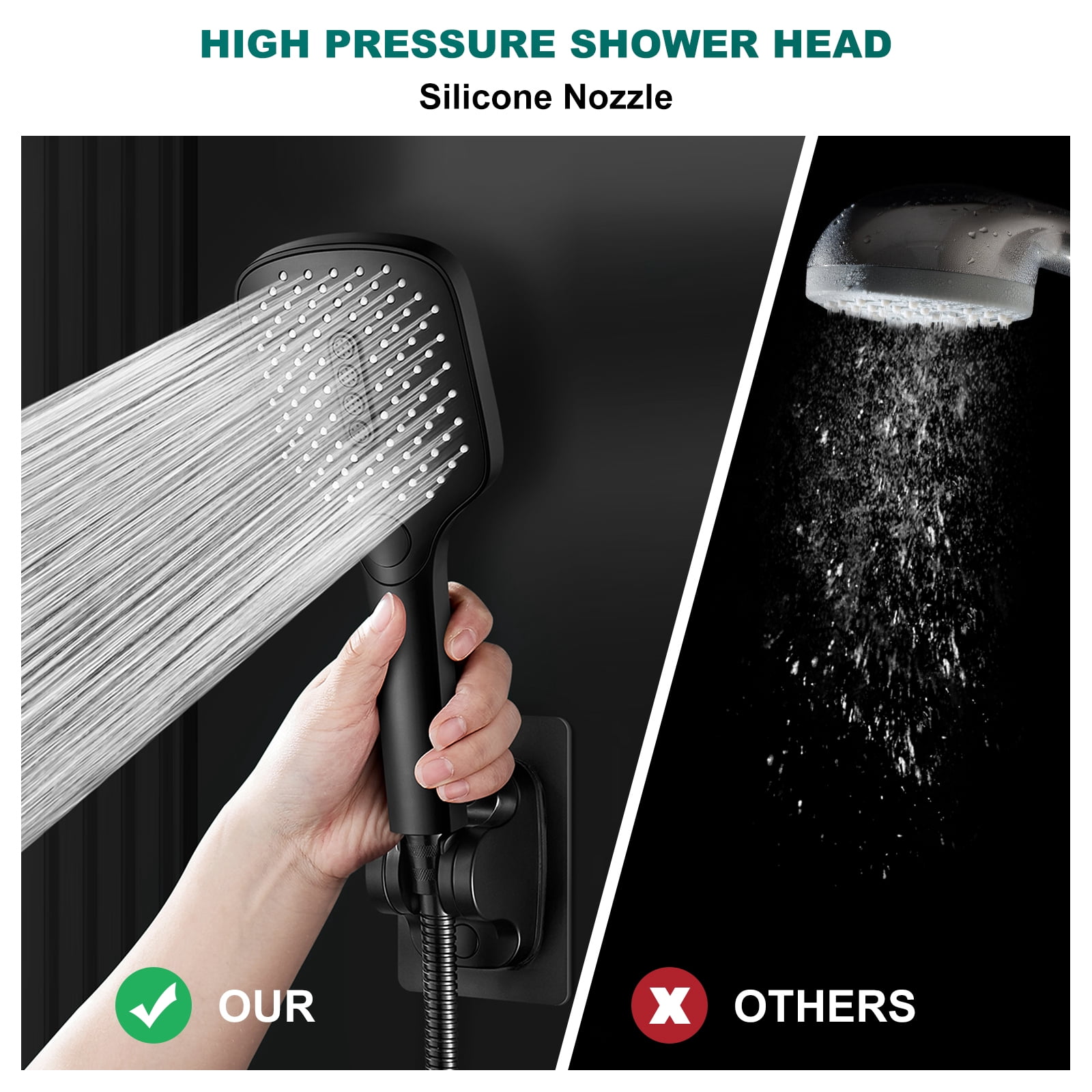 Buy TOPVISION Handheld Shower Head, High Pressure Shower Head with 3 ...