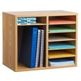 thumbnail image 2 of AdirOffice Wood Adjustable 12 Compartment Literature Organizer, Medium Oak 2 Pack, 2 of 8