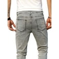 thumbnail image 5 of hirigin Men's Skinny Ripped Denim Pants, Mid Rise Tapered Leg Washed Distressed Stretch Jeans, 5 of 6