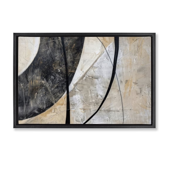 Stupell Industries Arched Urban Abstract Abstract Painting Black Floater Framed Canvas Art Print Wall Art, 25 x 17