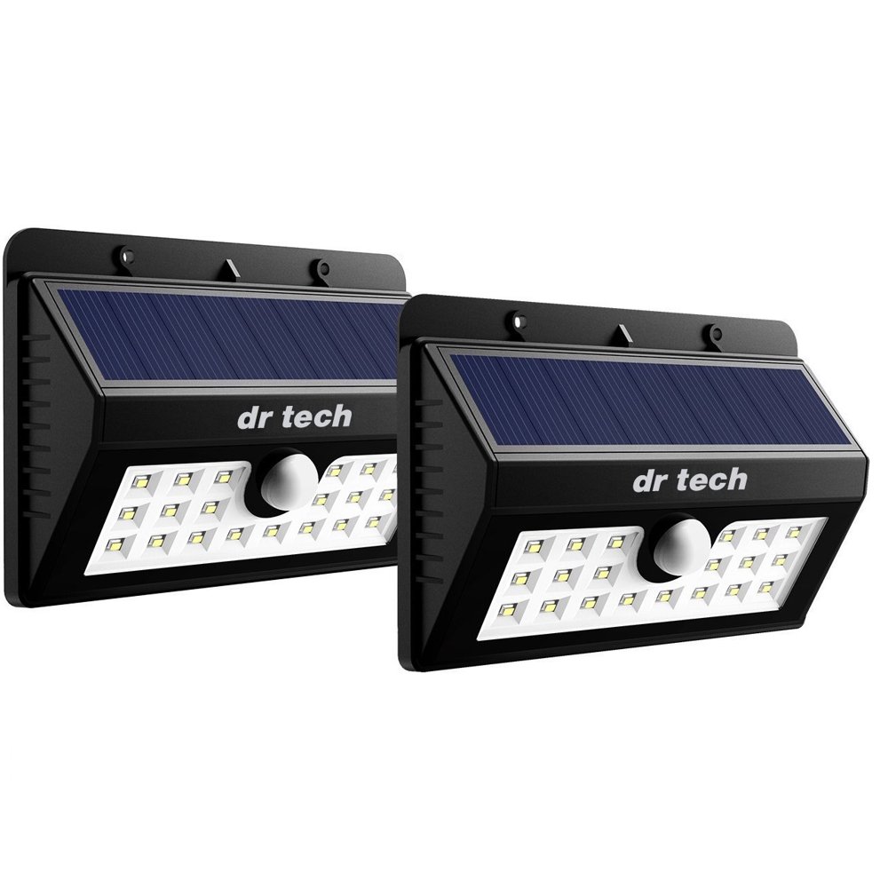 2 Pcs Dr tech Solar Lights Bright 20 LED Solar Power Security Light with Motion Sensor