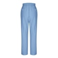 thumbnail image 5 of DENGDENG Casual Summer Linen Slacks for Women – High Waist Gauze Lightweight Loose Fit Trousers with Pockets, Light Blue S, 5 of 8
