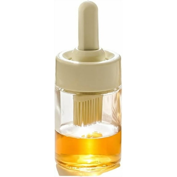Kitchen Glass Oil Bottle with Silicone Brush Small 6oz Oliver Oil Dispenser Heat Resistant Cooking Brush for BBQ Baking