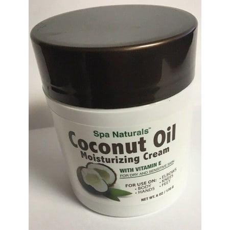 Spa Naturals COCONUT OIL MOISTURIZING CREAM (6oz / 170g) Vitamin E for Dry