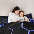 thumbnail image 5 of Manfei Geometric Honeycomb Bedding Comforter Set 2pcs for Boys, Black Blue Twin Comforter Sets, Neon Gradient Hexagon Bedding Set, Super Cozy Room Decor, 5 of 8