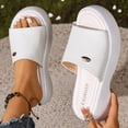 thumbnail image 3 of Rokment Women's Platform Chunky Backless Sandals 2026 Trendy Leather Chunky Wedge Mid Heels Slip on Slides Comfortable Casual Walking Slippers for Indoor Outdoor White Size 7, 3 of 8