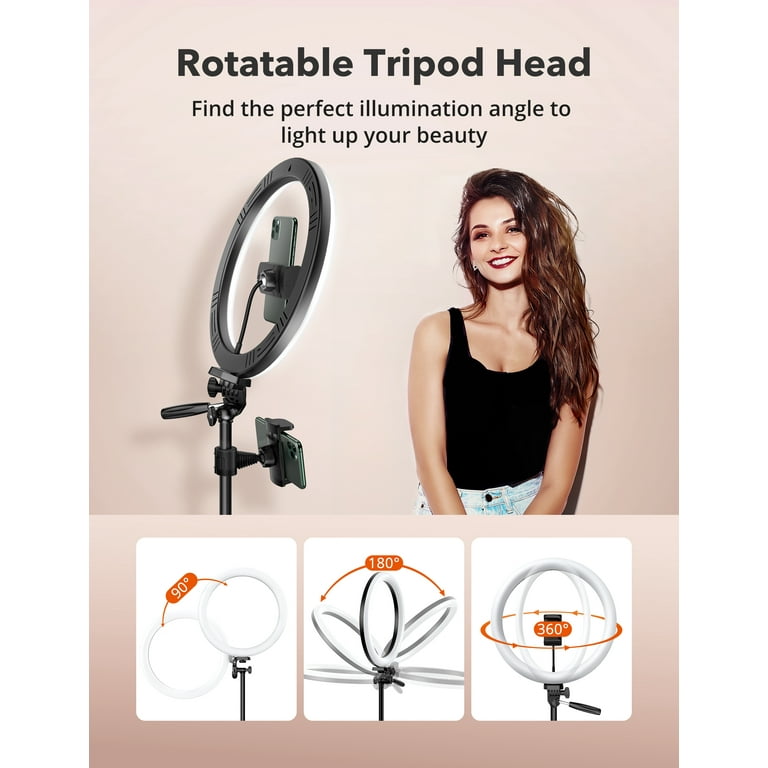 TaoTronics Selfie Ring Light with Tripod Stand Phone Holders and