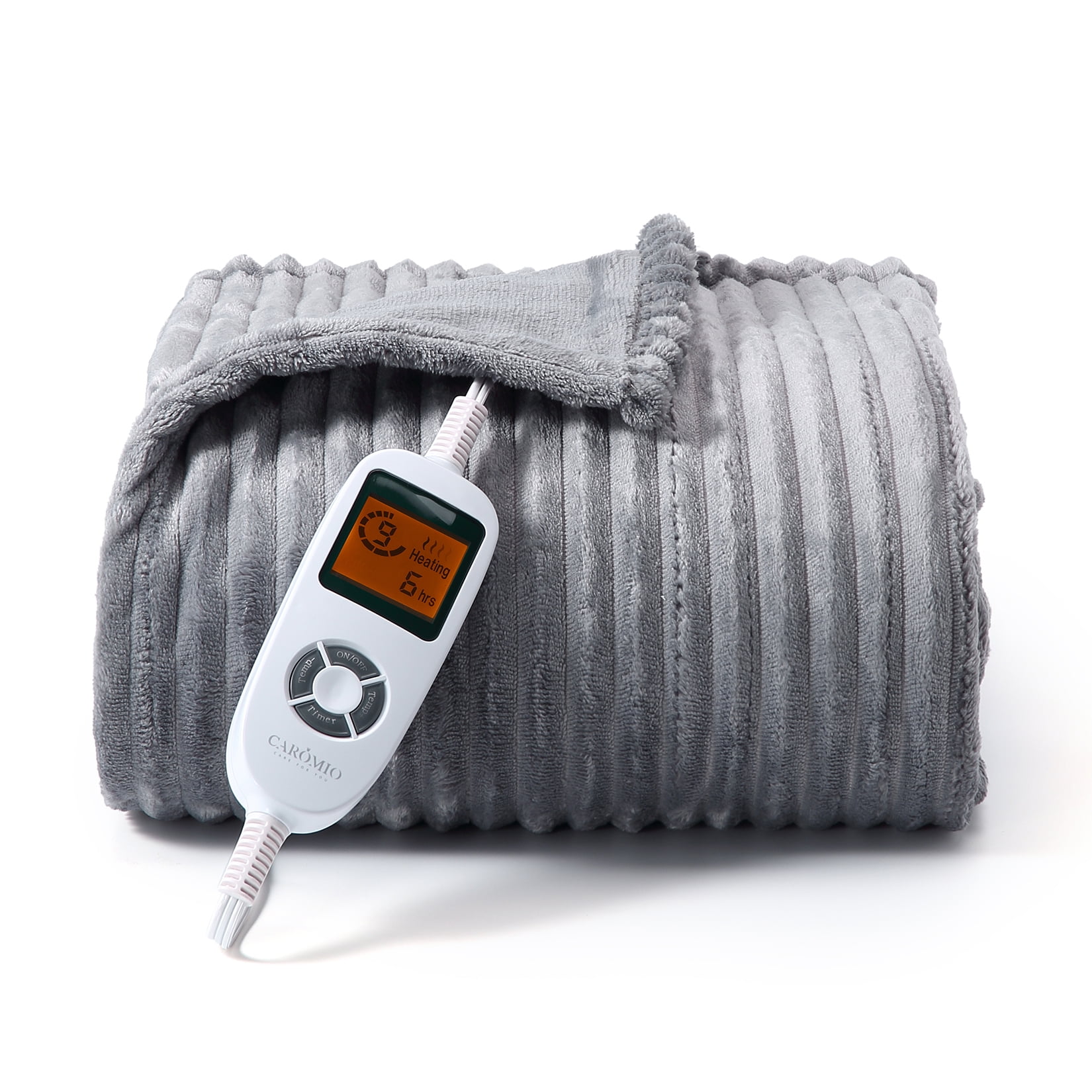 Heated Throw Electric Blanket Striped Flannel Heated Throw Blanket