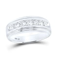 thumbnail image 3 of 10K White Gold Mens Round Diamond Wedding Channel-Set Band Ring 3/4 Cttw, Mens Size: 7-13, 3 of 3