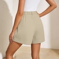 thumbnail image 6 of MYAOYI Womens Work Casual High Waist Shorts Pleated Cuffed Hem Elastic Waist Trousers, 6 of 7