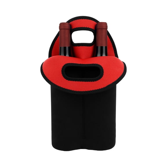 Aspire 2-Bottle Wine Carrier Tote Bags, Neoprene Wine Bottle Holders, Water Bottle Insulated Coolers for Travel - Red