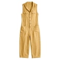 thumbnail image 7 of Guluxicc Womens Hooded Linen Jumpsuit Sleeveless Button Down Utility Pockets Tapered Leg Casual Loose Summer Vacation Overalls, 7 of 7