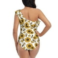 thumbnail image 5 of Gaeub Sunflowers and Bees Women's One Shoulder Ruffle Tummy Control Swimwear for Swimming Surfing Beach Party - Small, 5 of 8