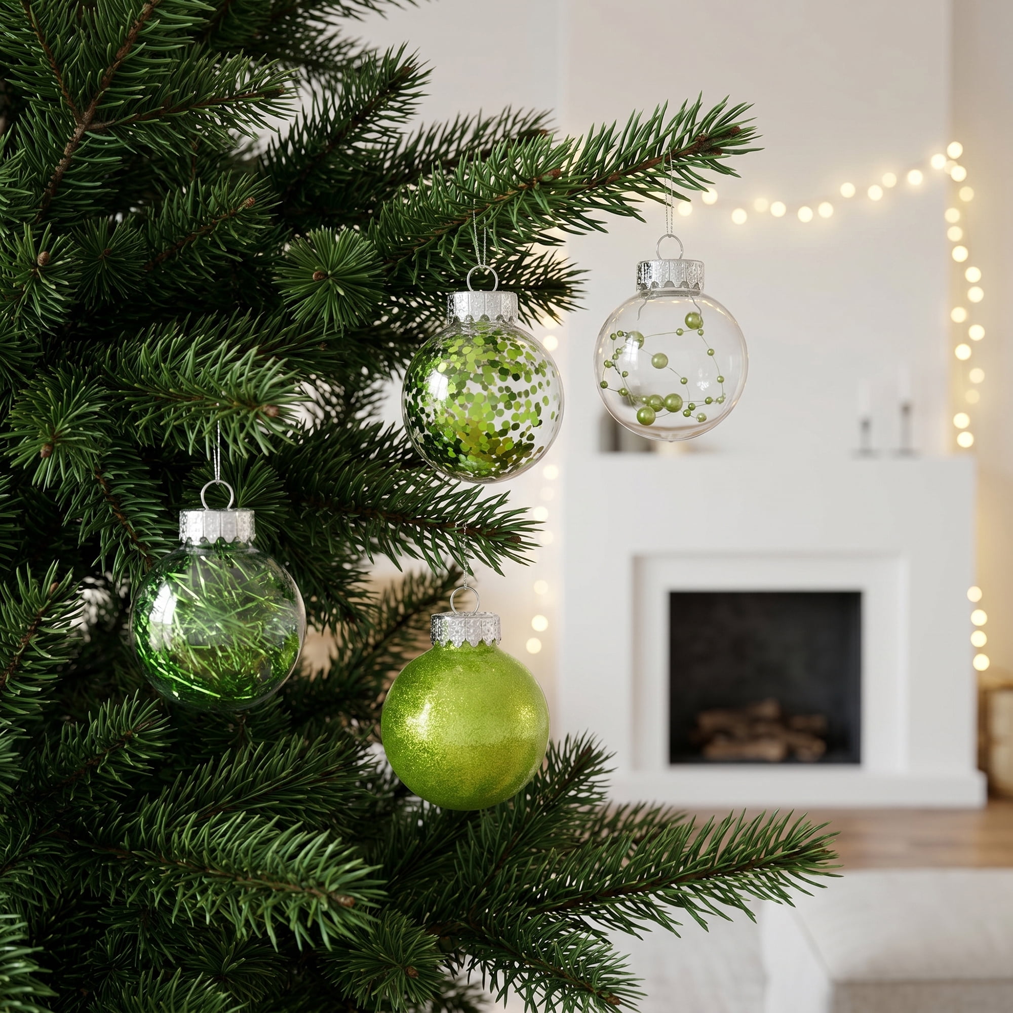 Unique Bargains Christmas Tree Ornaments - 24 Pack Baubles Shatterproof Balls Green 2.4"