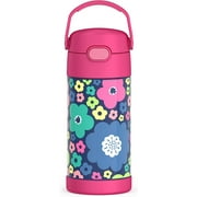 THERMOS FUNTAINER 12 Ounce Stainless Steel Vacuum Insulated Kids Straw Bottle, Mod Flowers