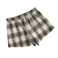 thumbnail image 4 of Women's Fleece Plaid Print Pajama Shorts - Fashionable Loose-Fit Casual Sleepwear, Fuchsia Size L, 4 of 5