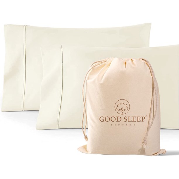 Good Sleep Bedding Egyptian Cotton Ivory Queen Pillow Cases Set of 2 Pc Standard (20x30) Pillow