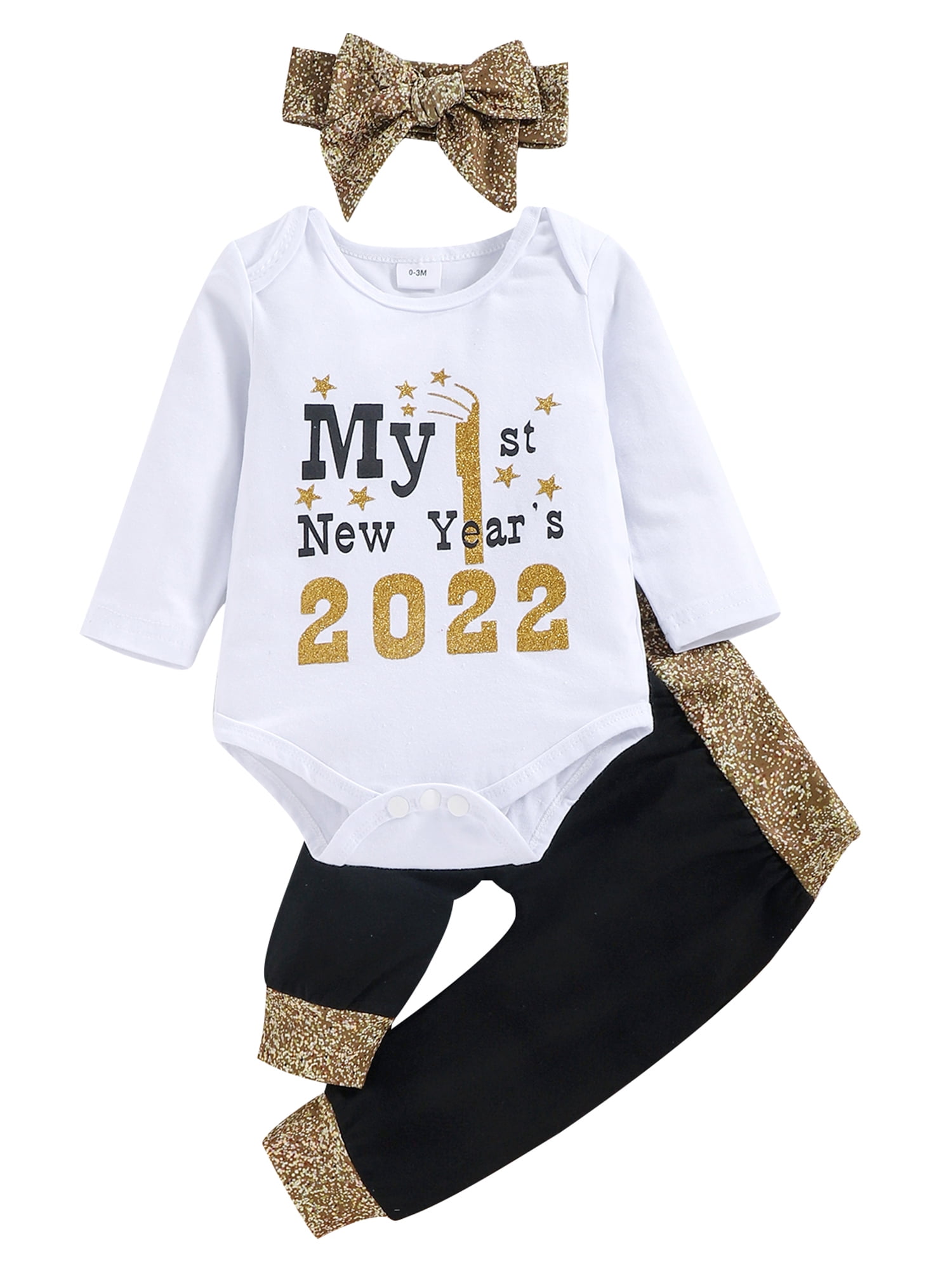 Star Bib Pants 2pcs My First New Years Baby Boy Outfit 2022 Hoodie Romper 