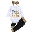 thumbnail image 1 of Honganda Baby Girl?s Letter Romper and Dot Long Pants with Headband Set, 1 of 9