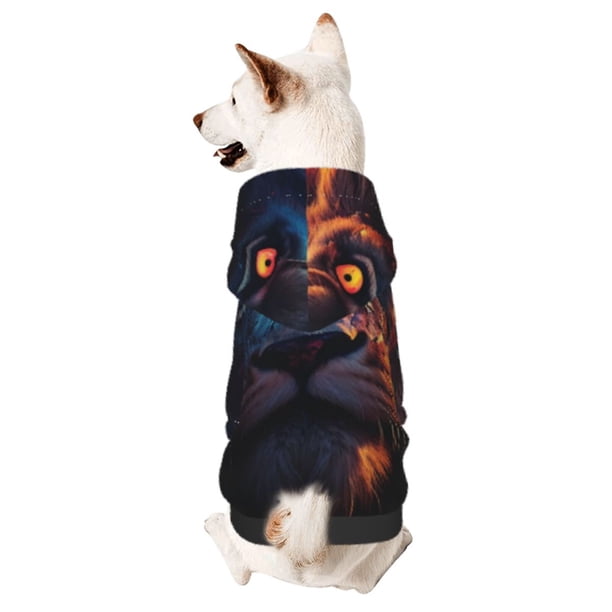 Fotbe Forest Cool Lion Sudadera con Estampado para Perros Pequeños – Suéter con Capucha para Mascotas, Tela Suave de Forro Polar con Bolsillo-X-Small