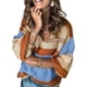 thumbnail image 1 of Suéteres de mujer de manga larga con cuello en V a rayas Color Block Pullover Casual Tops de punto sueltos Adepaton WMPH-1174-15, 1 of 6