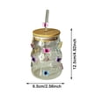 thumbnail image 3 of Square Glass Drinking Cups With Lids & Heat Transparent Tumbler Glass Cup With Bow Cold Drinks Cup For Juice Milk Coffee Suitable For Home Bar Party, 3 of 7