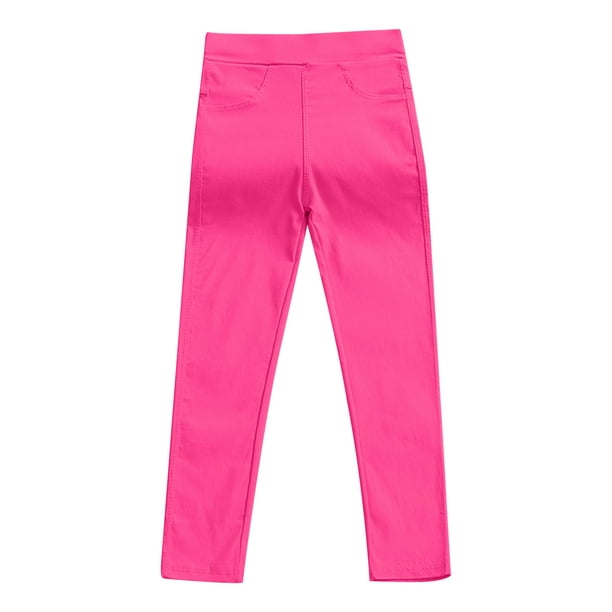 Wolfast Toddler Baby Girls Candy Color Solid Color Leggings Casual Kids  Tight Pants,Hot Pink 3-4 Years 