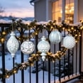 thumbnail image 6 of Light Green Embossed Vintage Christmas Ball Ornament Set Shatterproof Hanging Baubles for Xmas Tree Decor, 6 of 9