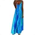thumbnail image 1 of Pompotops Robe Longue de Plage pour Femmes, Mode, à Bretelles, Taille Mi-Haute, Col en V, Sans Manches, Imprimée, Ajustée, 1 of 5