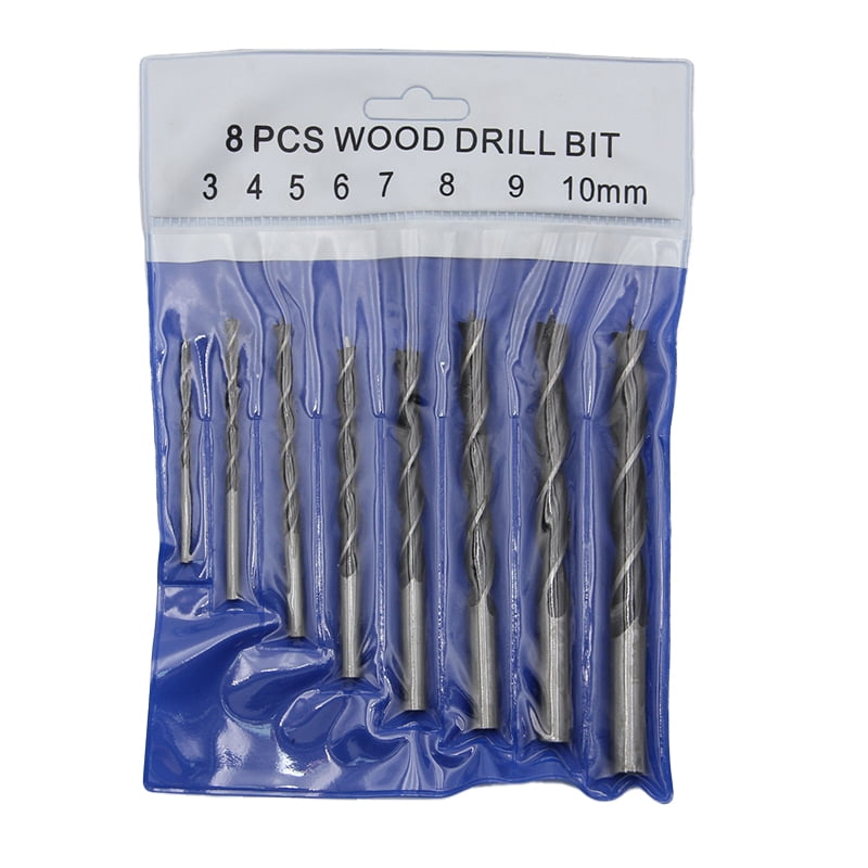 8pc 3-10mm Three Pointed Woodworking Drill DC Branch Drill Drilling Electric Drill Bit Drilling Twist Drill Tool Plastic Box Set