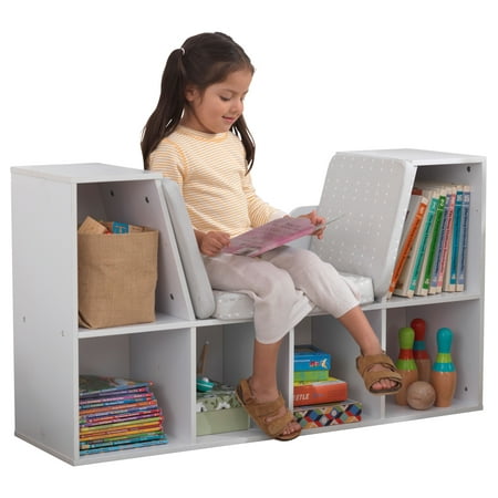 KidKraft Bookcase with Reading Nook, 6 Shelves, White