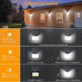 thumbnail image 2 of Paquete de 6 luces solares LED de 216 luces con sensor de movimiento para exteriores, luz solar impermeable para exteriores, inalámbrica, 3 modos, luces LED solares para exteriores, 2 of 5