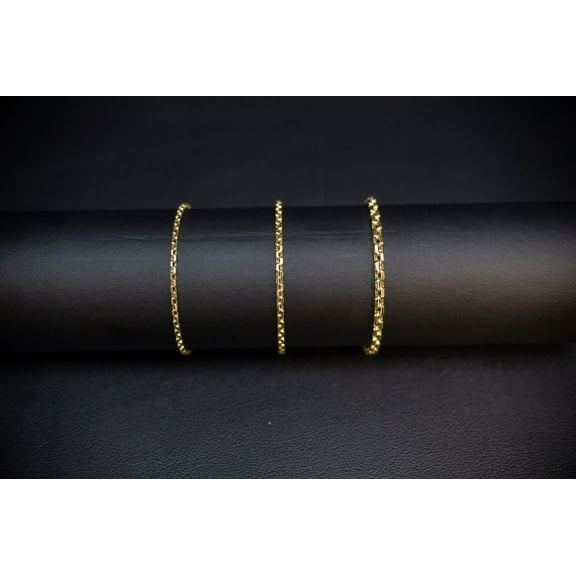 10K Gold Box Chain Bracelet, 10K Gold Bracelet,Women and Men, 10k Gold chain,Real Gold 10k Round Box chain Bracelet, 10k Rolo Chain Bracelet (Bracelet width:2.4; Bracelet length:7;)