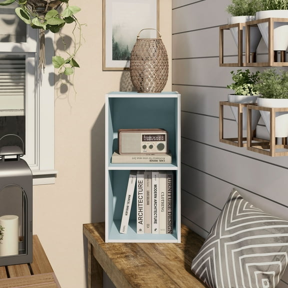 Join Stackable 2-Cube Wood Light Blue Playroom Bookcase