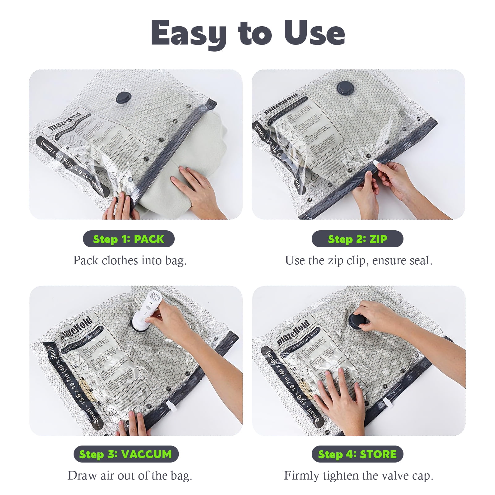 Godance 15 Pack Travel Vacuum Storage Bags with Rechargeable Air Pump, Carry-on Size Compression Packing Bags to Maximize Space & Travel Storage, Space Saver for Clothes, Bedding and Pillows