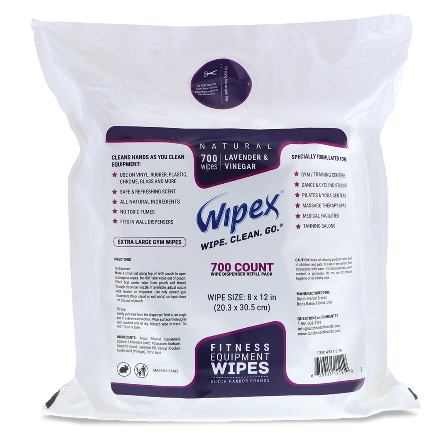 Wipex Gym & Fitness Wipes Dispenser Refill Pack 700 Large Natural Wipes