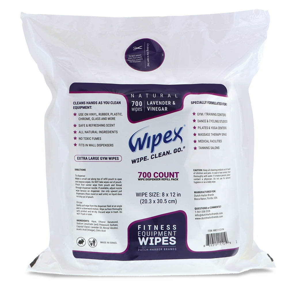 Wipex Gym & Fitness Wipes Dispenser Refill Pack 700 Large Natural Wipes