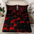 thumbnail image 3 of Feelyou Pixelate Miner Game Twin Sheet Sets, Neon Gradient Square Twin Fitted Sheet, Honeycomb Black Red Flat Sheet, Super Cozy Room Decor, 3pcs, 3 of 8