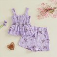 thumbnail image 2 of KPOPLK Newborn Baby Girl Summer Clothes 2Pcs Floral Embroidery Shorts Set Cute Baby Girl Outfit Set(18-24 Months,Light Purple), 2 of 9