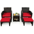 thumbnail image 2 of Costway 5PCS Patio Rattan Wicker Furniture Set Sofa Ottoman W/ Cushions Red, 2 of 9