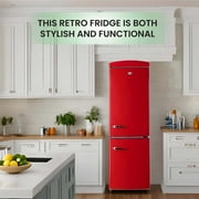 Conserv Appliances Bottom Mount Retro Refrigerator, Red