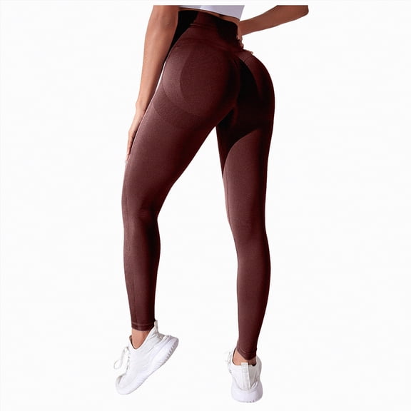 UngA 3D Gym Leggings for Women, Butt Lift and Tummy Control High Waisted Shaping Pants, Skin-Friendly & Breathable No Curling Lift Pants Workout Women's Leggings Brown,S
