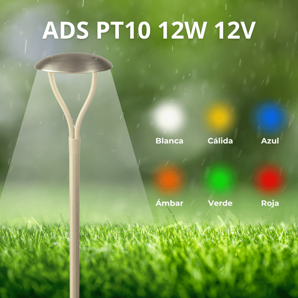 1 Lámpara LED ADS PT 12W 65CM Poste luz de cortesía para jardin Blanco